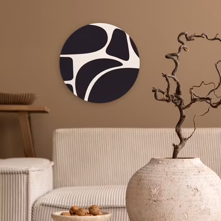Wall circle - Glass - Pattern - Organic - Black - Patroon - Organisch - Zwart Wandcirkel plexiglas klein