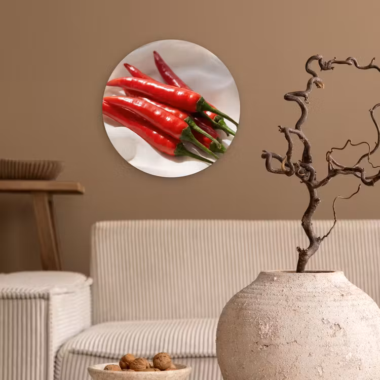 Wall circle - Glass - Pepper - Red - Food - Peper - Rood - Eten Wandcirkel plexiglas klein