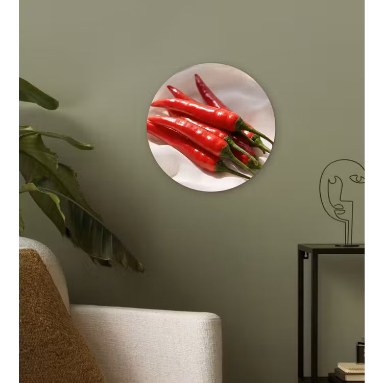 Wall circle - Glass - Pepper - Red - Food - Peper - Rood - Eten Wandcirkel plexiglas klein