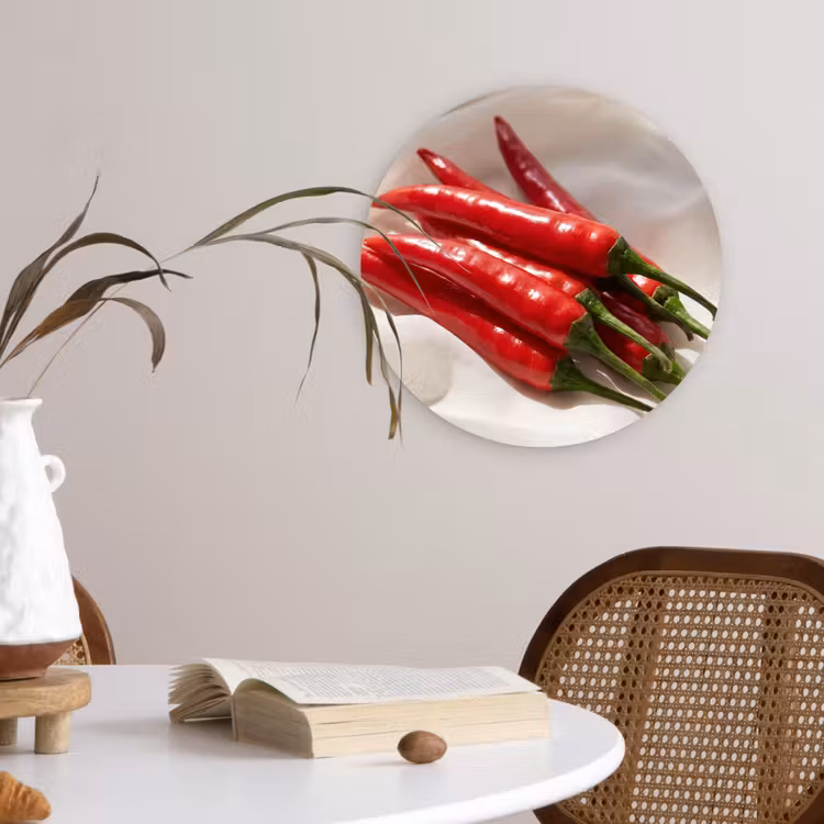 Wall circle - Glass - Pepper - Red - Food - Peper - Rood - Eten Wandcirkel plexiglas klein