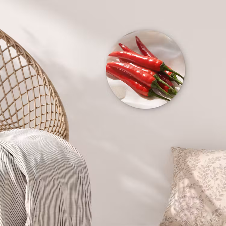 Wall circle - Glass - Pepper - Red - Food - Peper - Rood - Eten Wandcirkel plexiglas klein
