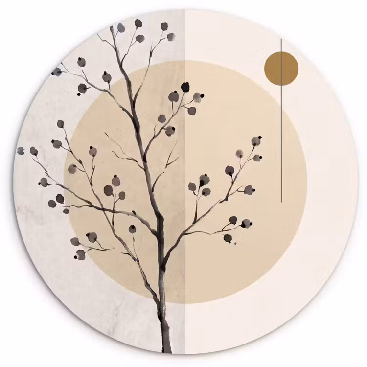 Wall circle - Glass - Plant - Abstract - Beige - Plant - Abstract - Beige Wandcirkel plexiglas klein