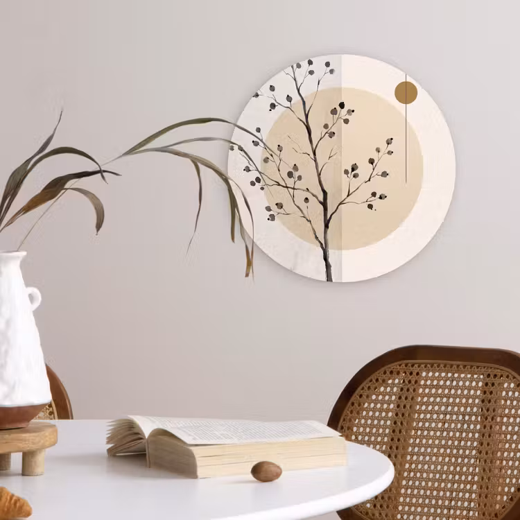 Wall circle - Glass - Plant - Abstract - Beige - Plant - Abstract - Beige Wandcirkel plexiglas klein