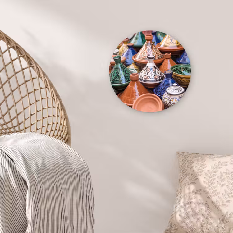 Wall circle - Glass - Pottery - Colorful - Pattern - Aardewerk - Kleurrijk - Patroon Wandcirkel plexiglas klein