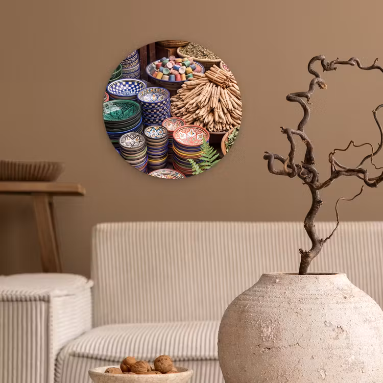 Wall circle - Glass - Pottery - Oriental - Colorful - Aardewerk - Oosters - Kleurrijk Wandcirkel plexiglas klein