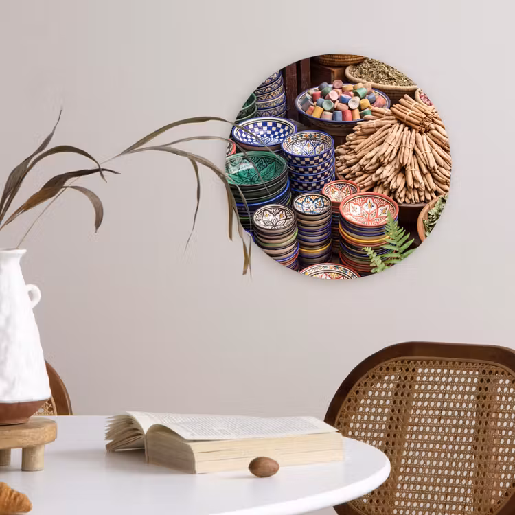 Wall circle - Glass - Pottery - Oriental - Colorful - Aardewerk - Oosters - Kleurrijk Wandcirkel plexiglas klein