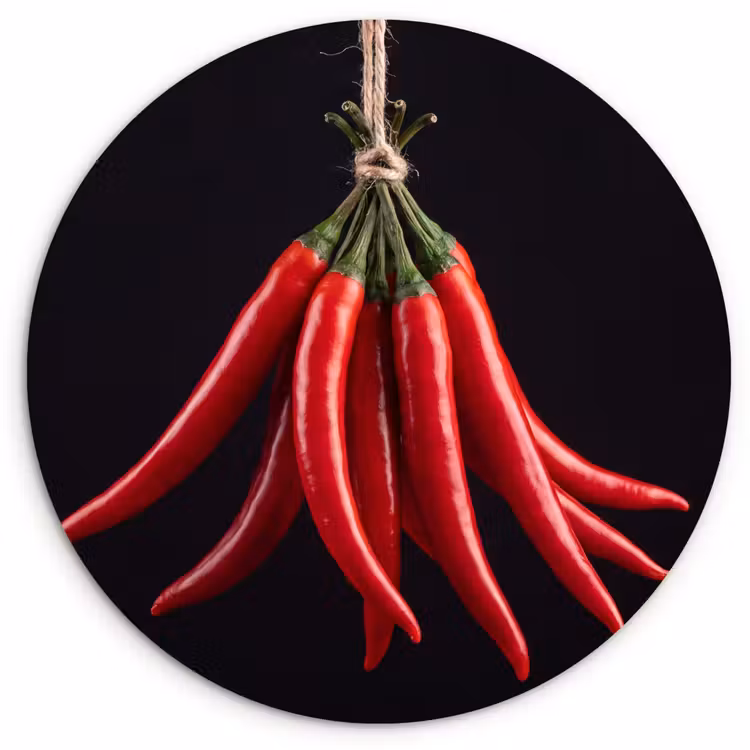 Wall circle - Glass - Red Pepper - Food - Rode peper - Eten Wandcirkel plexiglas klein