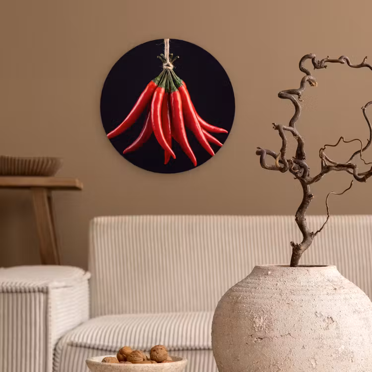 Wall circle - Glass - Red Pepper - Food - Rode peper - Eten Wandcirkel plexiglas klein