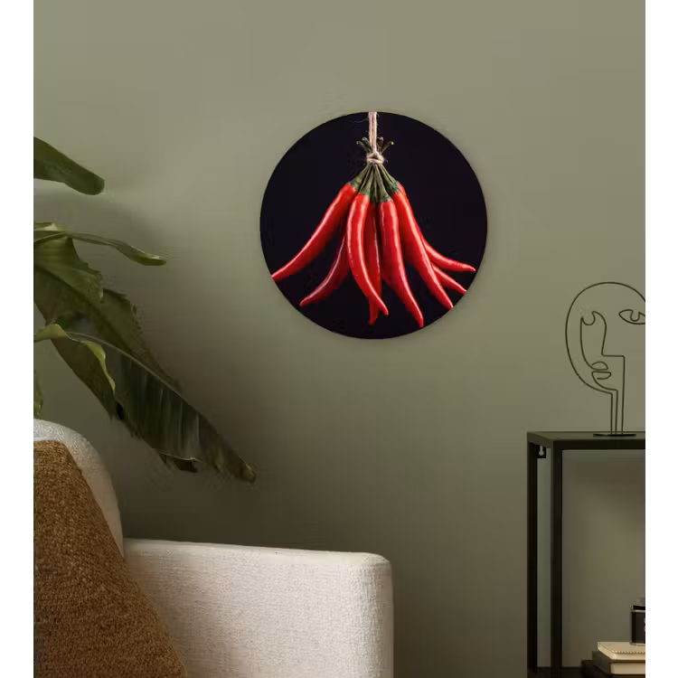 Wall circle - Glass - Red Pepper - Food - Rode peper - Eten Wandcirkel plexiglas klein