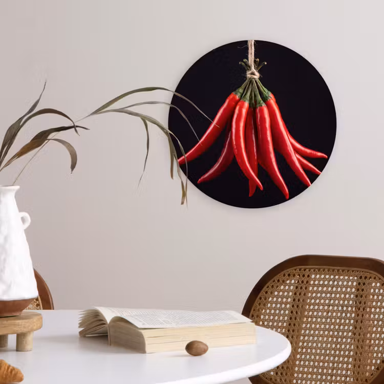 Wall circle - Glass - Red Pepper - Food - Rode peper - Eten Wandcirkel plexiglas klein