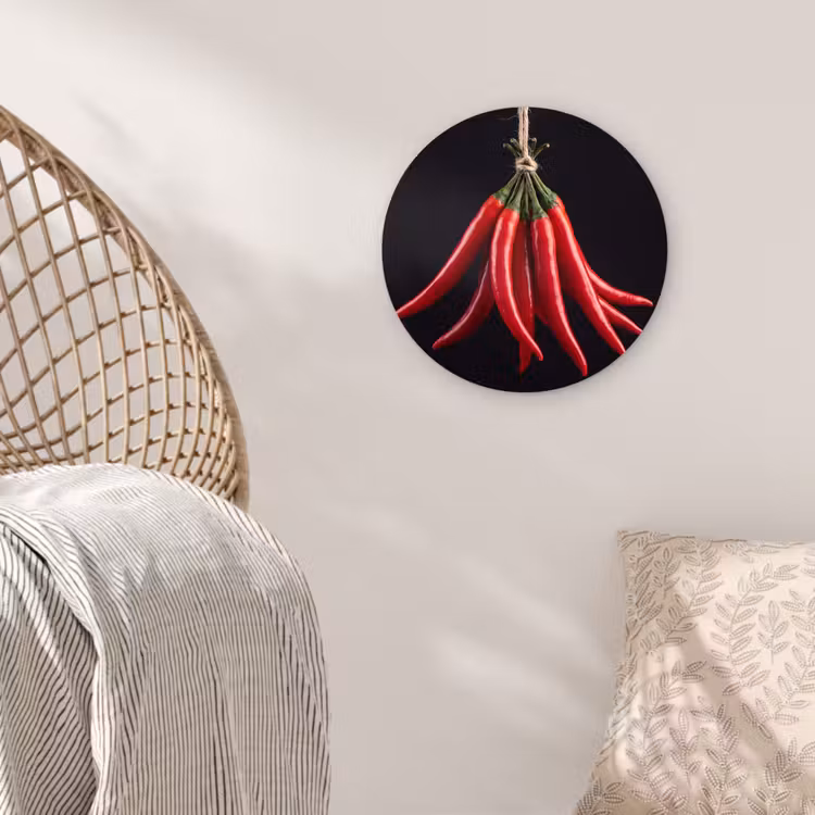 Wall circle - Glass - Red Pepper - Food - Rode peper - Eten Wandcirkel plexiglas klein