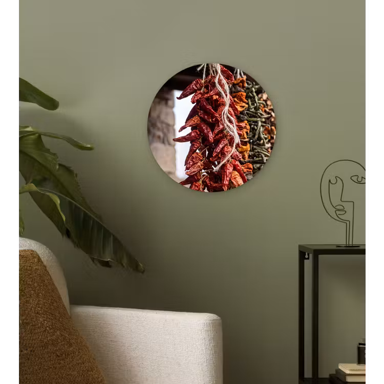Wall circle - Glass - Red Peppers - Food - Rode pepers - Eten Wandcirkel plexiglas klein