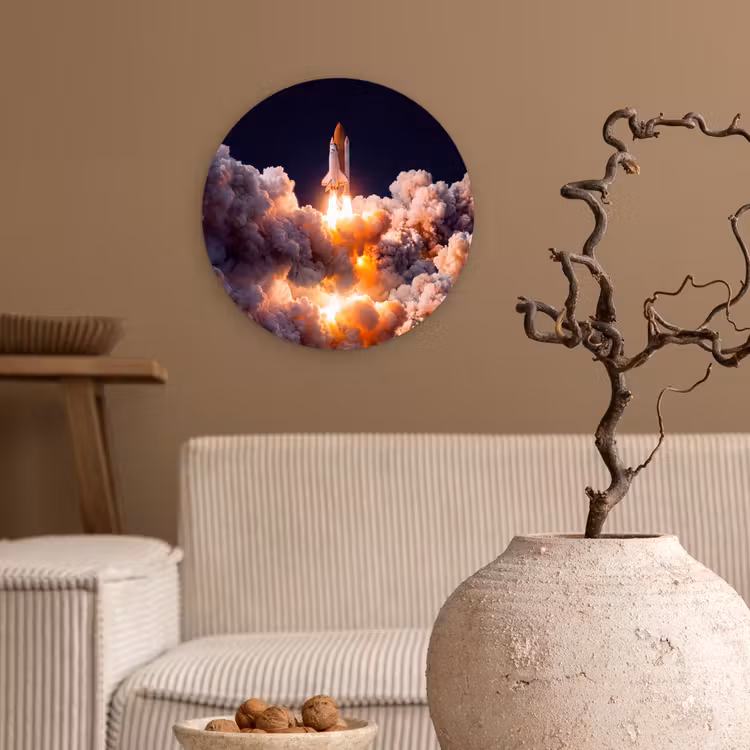 Wall circle - Glass - Spacecraft - Launch - Stars - Ruimtevaartuig - Lancering - Sterren Wandcirkel plexiglas klein