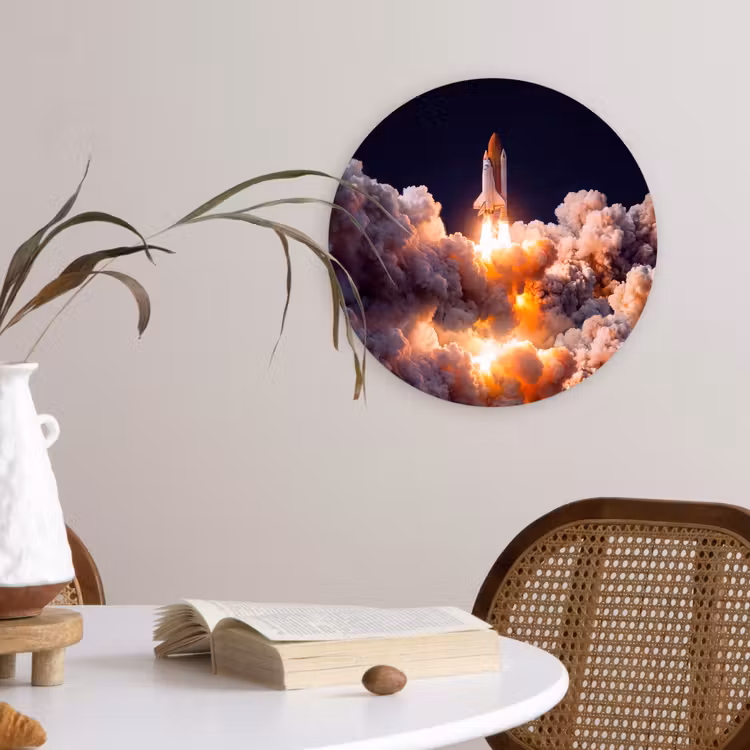 Wall circle - Glass - Spacecraft - Launch - Stars - Ruimtevaartuig - Lancering - Sterren Wandcirkel plexiglas klein