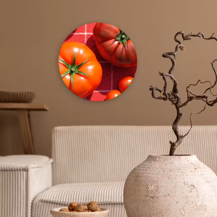 Wall circle - Glass - Tomato - Red - Food - Tomaat - Rood - Eten Wandcirkel plexiglas klein