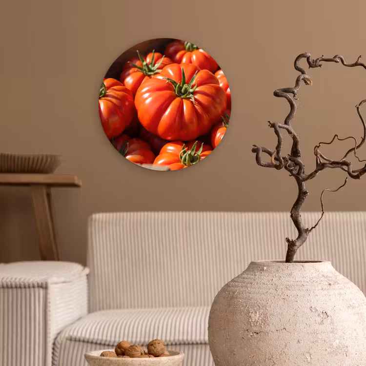 Wall circle - Glass - Tomato - Wooden - Crate - Tomaat - Houten - Kist Wandcirkel plexiglas klein