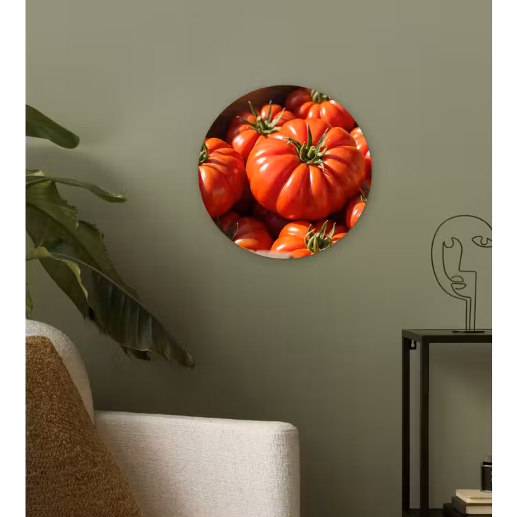 Wall circle - Glass - Tomato - Wooden - Crate - Tomaat - Houten - Kist Wandcirkel plexiglas klein