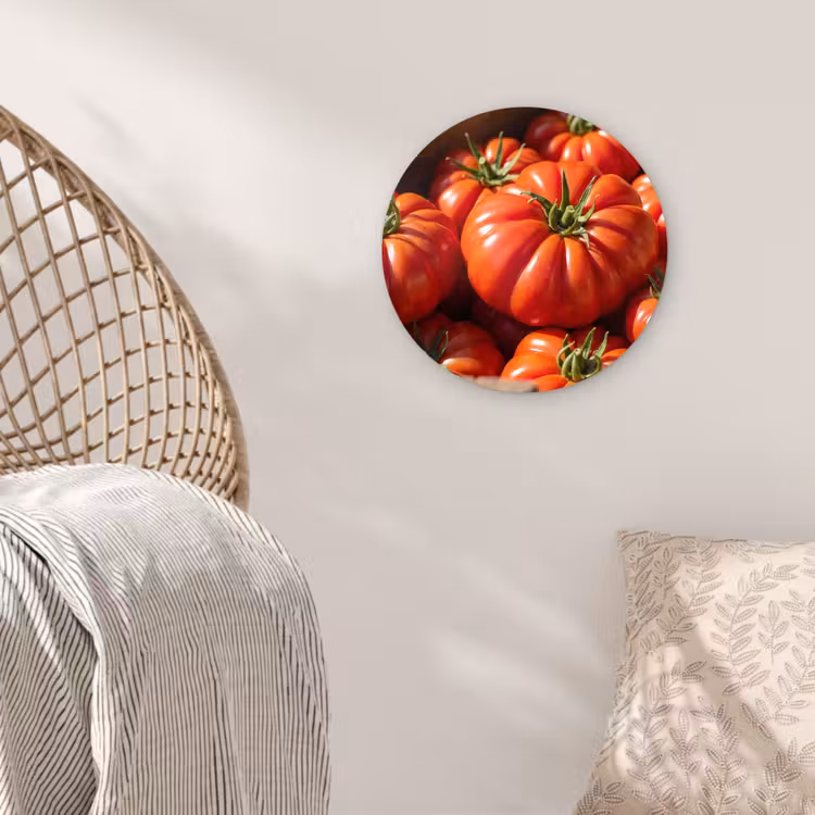 Wall circle - Glass - Tomato - Wooden - Crate - Tomaat - Houten - Kist Wandcirkel plexiglas klein