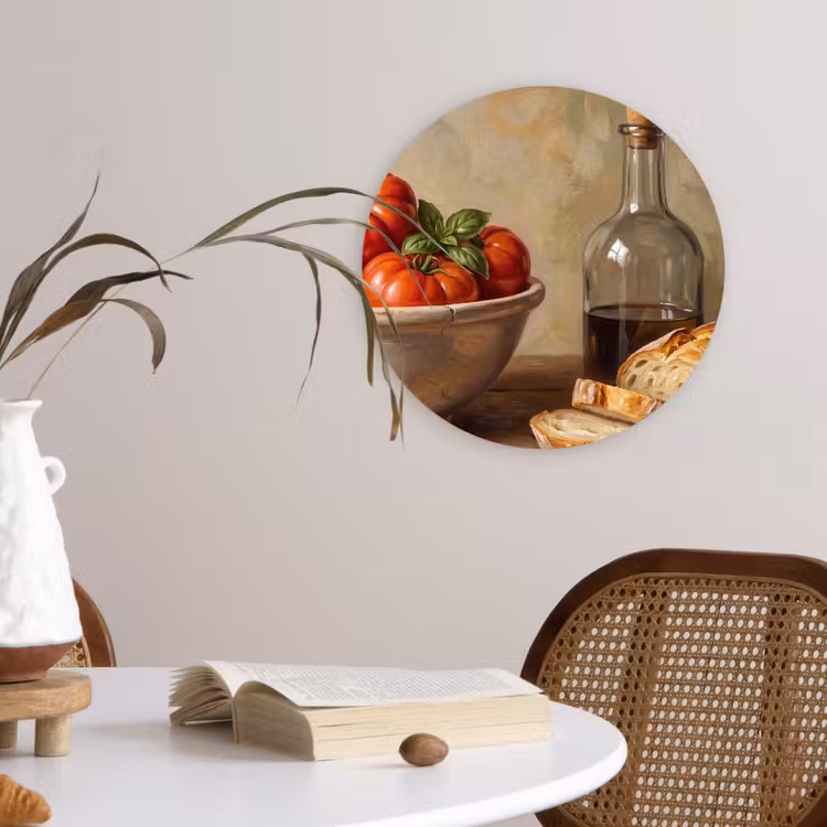 Wall circle - Glass - Tomatoes - Bowl - Food - Tomaten - Kom - Eten Wandcirkel plexiglas klein