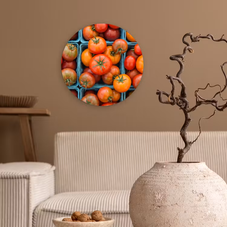 Wall circle - Glass - Tomatoes - Food - Colorful - Tomaten - Eten - Kleurrijk Wandcirkel plexiglas klein