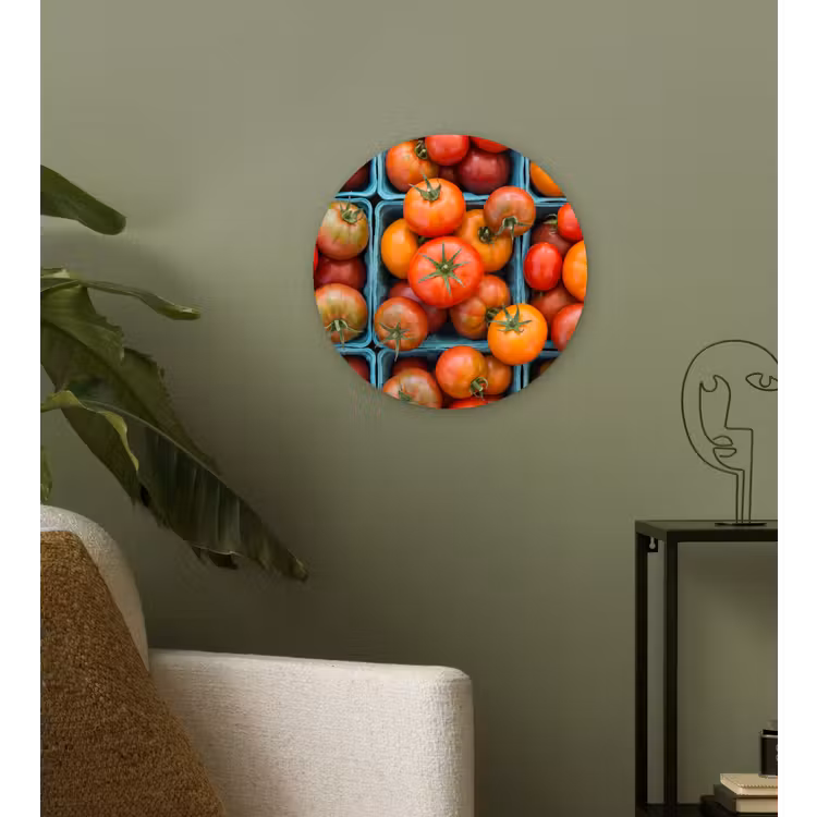 Wall circle - Glass - Tomatoes - Food - Colorful - Tomaten - Eten - Kleurrijk Wandcirkel plexiglas klein