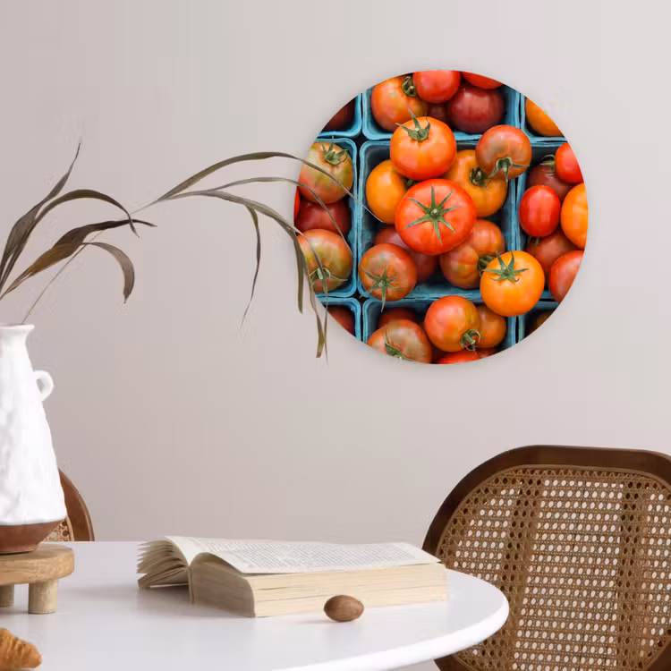 Wall circle - Glass - Tomatoes - Food - Colorful - Tomaten - Eten - Kleurrijk Wandcirkel plexiglas klein