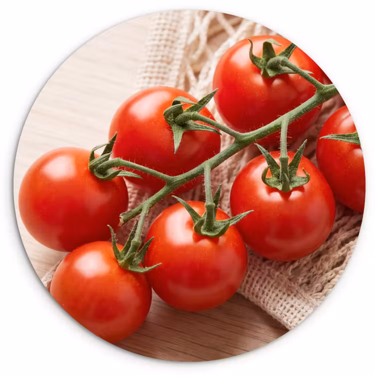 Wall circle - Glass - Tomatoes - Fresh - Food - Tomaten - Vers - Eten Wandcirkel plexiglas klein