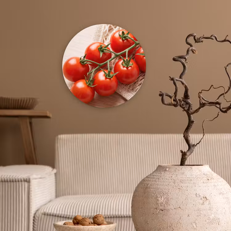 Wall circle - Glass - Tomatoes - Fresh - Food - Tomaten - Vers - Eten Wandcirkel plexiglas klein