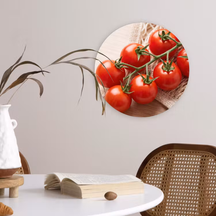 Wall circle - Glass - Tomatoes - Fresh - Food - Tomaten - Vers - Eten Wandcirkel plexiglas klein