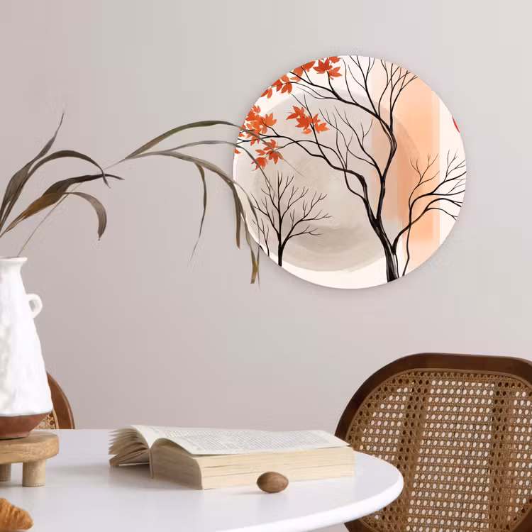 Wall circle - Glass - Tree - Red - Abstract - Boom - Rood - Abstract Wandcirkel plexiglas klein