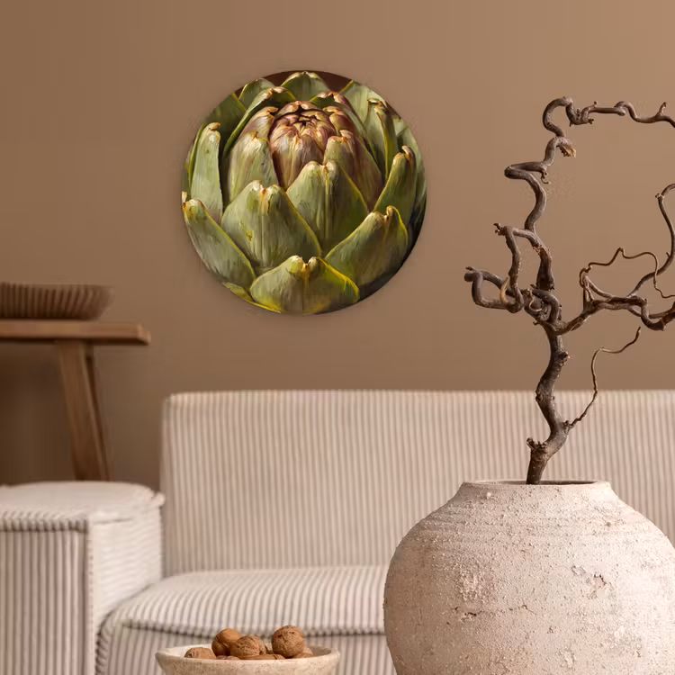 Wall circle - Glass - Vegetable - Artichoke - Green - Groente - Artisjok - Groen Wandcirkel plexiglas klein