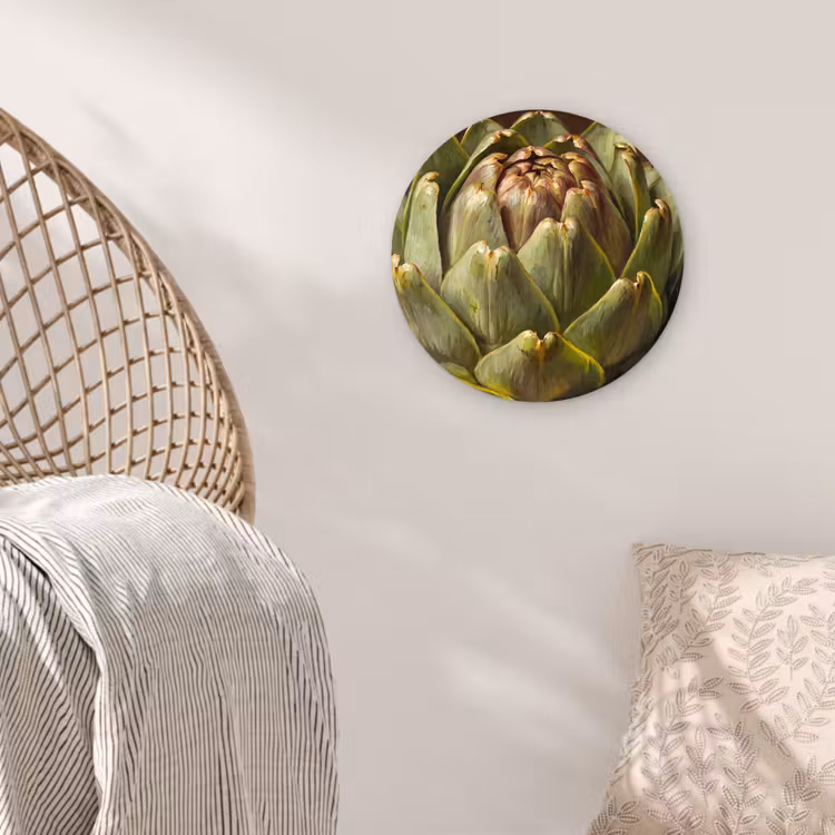 Wall circle - Glass - Vegetable - Artichoke - Green - Groente - Artisjok - Groen Wandcirkel plexiglas klein