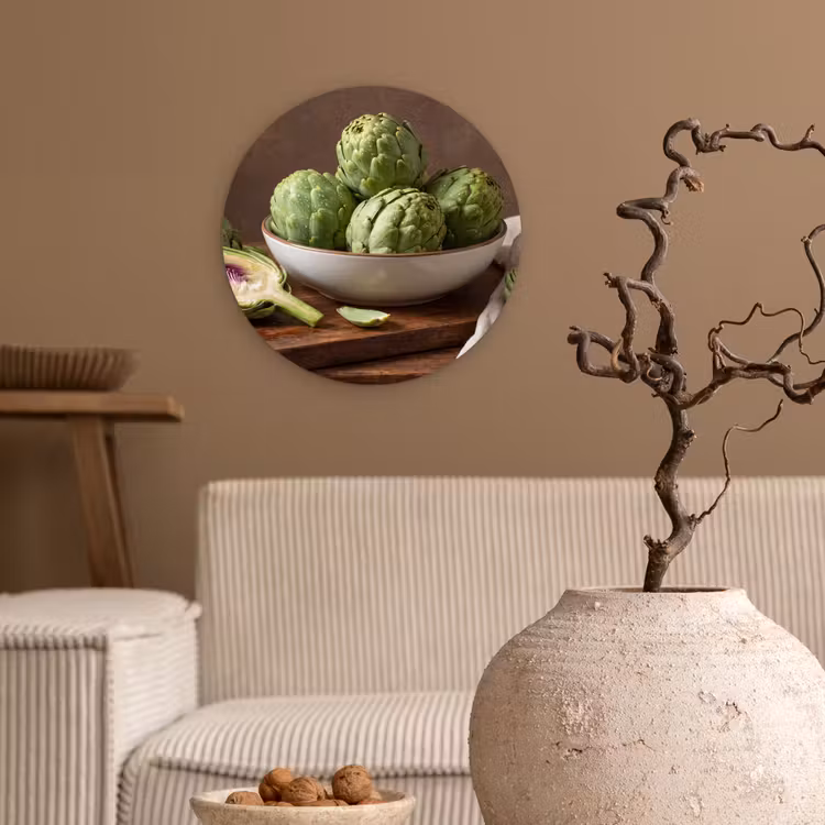 Wall circle - Glass - Vegetables - Artichoke - Kitchen - Groenten - Artisjok - Keuken Wandcirkel plexiglas klein