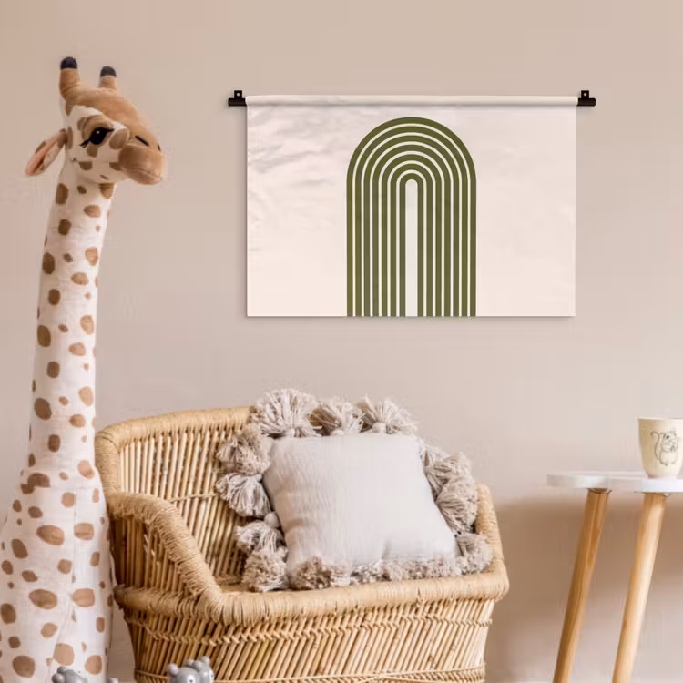 Abstract - Bogen - Modern - Groen - Kunst Wandkleed katoen klein -wsfeer5_kind