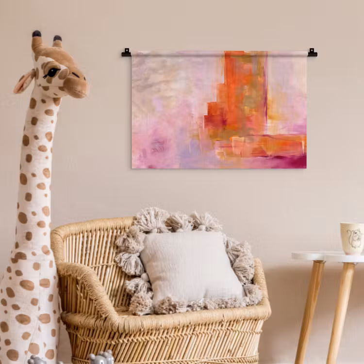 Abstract - Borstelstreken - Kunst - Paars - Goud Wandkleed katoen klein -wsfeer5_kind