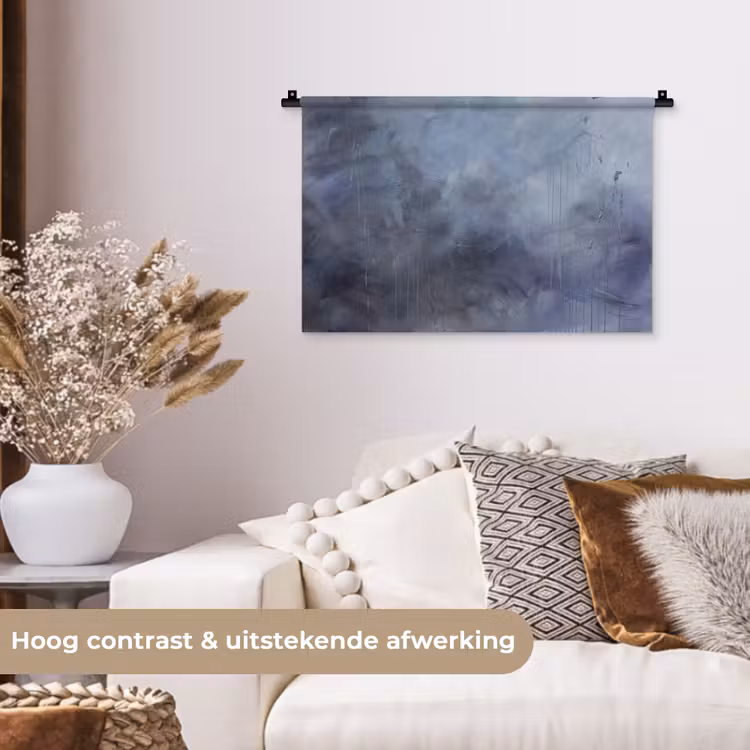 Abstract - Kwaststreken - Modern - Kunst - Grijs Wandkleed katoen klein -sfeer1