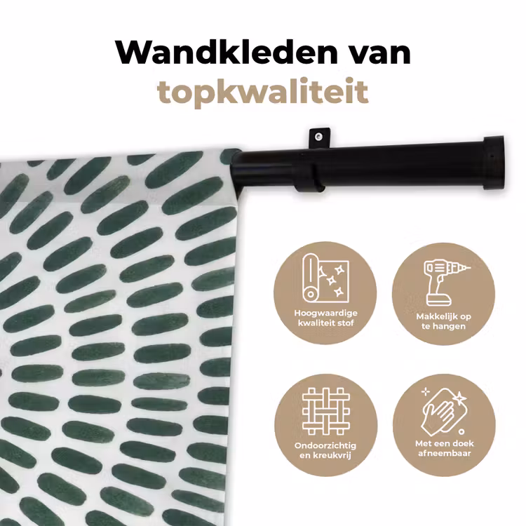 Abstract - Cirkel - Patroon - Modern - Groen Wandkleed katoen klein -sfeer2