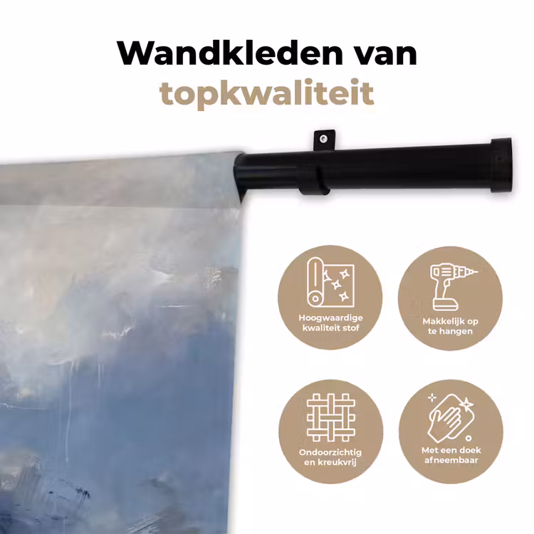 Abstract - Wolken - Modern - Blauw - Kunst Wandkleed katoen klein -sfeer2