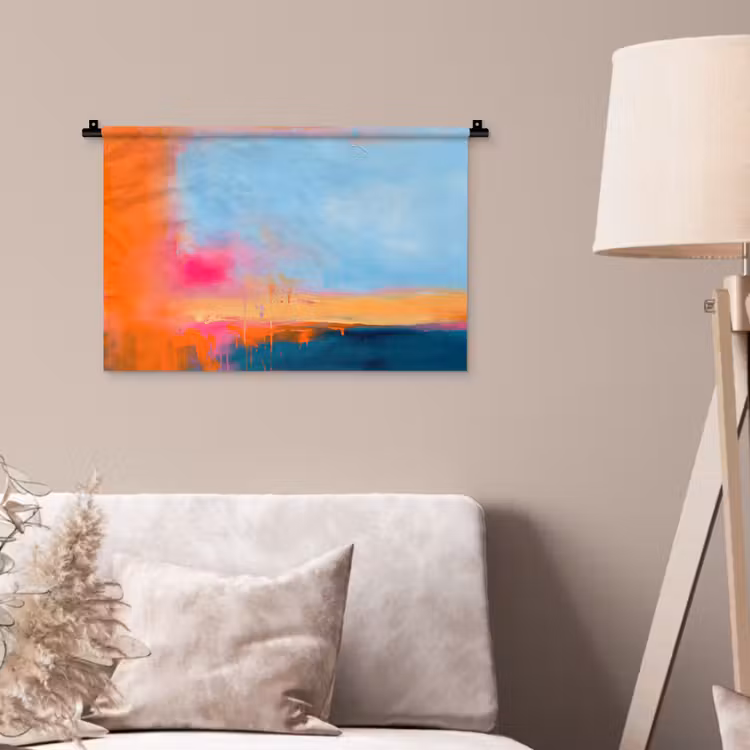 Abstract - Kleurvlakken - Modern - Oranje - Blauw Wandkleed katoen klein -sfeer4