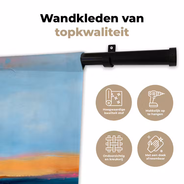 Abstract - Kleurvlakken - Modern - Oranje - Blauw Wandkleed katoen klein -sfeer2