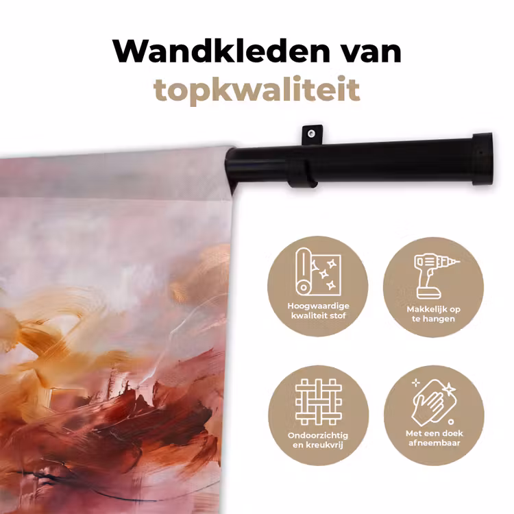 Abstract - Kleurrijk - Kunst - Modern - Roze-Rood Wandkleed katoen klein -sfeer2