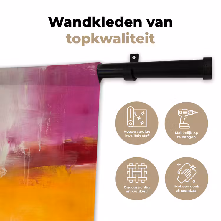Abstract - Kleurrijk - Modern - Kunst - Oranje Wandkleed katoen klein -sfeer2