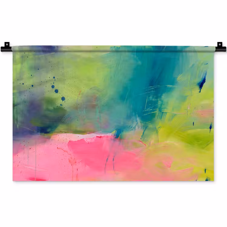 Abstract - Kleuren - Modern - Groen - Roze Wandkleed katoen klein -zz3d