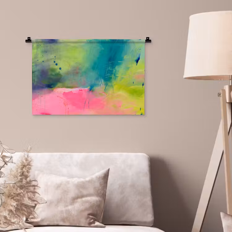 Abstract - Kleuren - Modern - Groen - Roze Wandkleed katoen klein -sfeer4