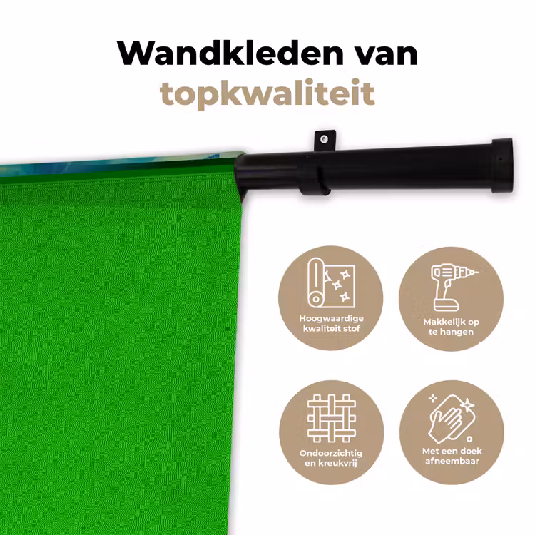 Abstract - Kleuren - Modern - Groen - Roze Wandkleed katoen klein -sfeer2