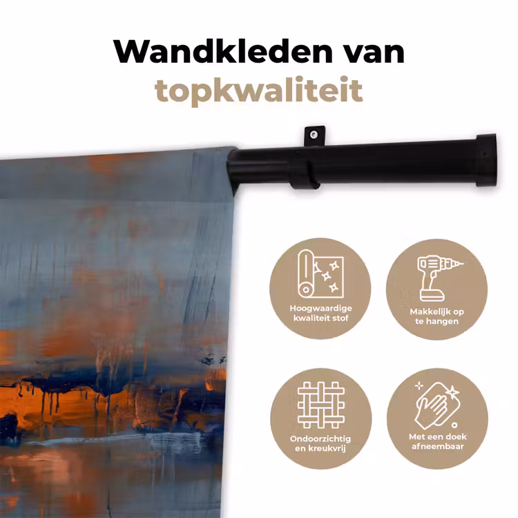 Abstract - Kleuren - Modern - Oranje - Grijs Wandkleed katoen klein -sfeer2