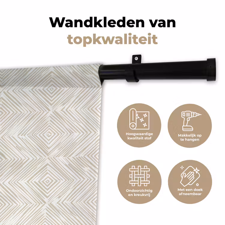 Abstract - Ruiten - Beige Wandkleed katoen klein 269 -sfeer2