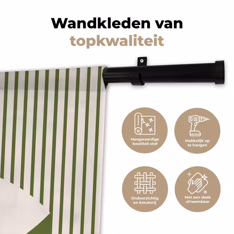 Abstract - Oog - Strepen - Modern - Groen Wandkleed katoen klein -sfeer2