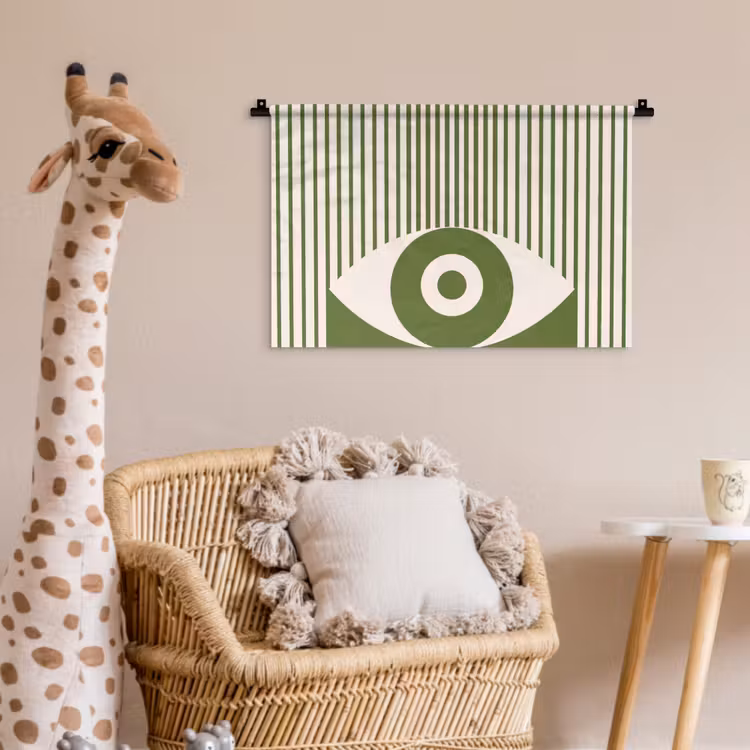 Abstract - Oog - Strepen - Modern - Groen Wandkleed katoen klein -wsfeer5_kind