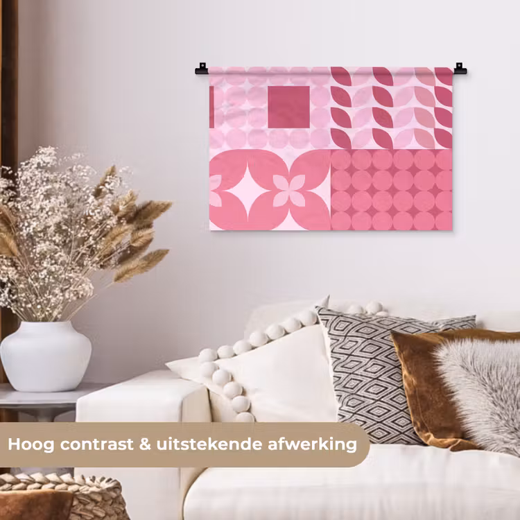 Abstract - Geometrisch - Patroon - Modern - Roze Wandkleed katoen klein -sfeer1